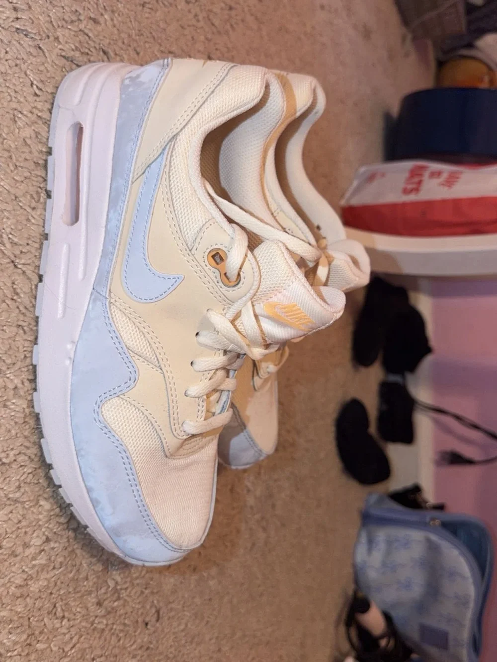 Nike Cream and Light Blue Low-Top Sneakers